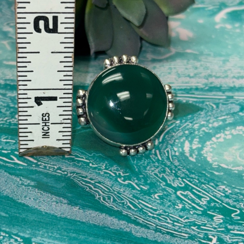 Green Chalcedony Silver Ring - image 7